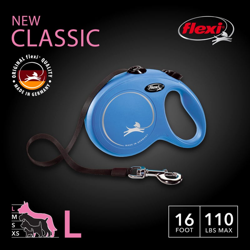 FLEXI New Classic Tape Retractable Dog Leash for Large Dogs Upto 110 lbs. â€“ 16 ft., Blue | Tangle Free Pet Walking Leash with One-Handed Brake, Pause, Lock|German Quality Product - Image 2